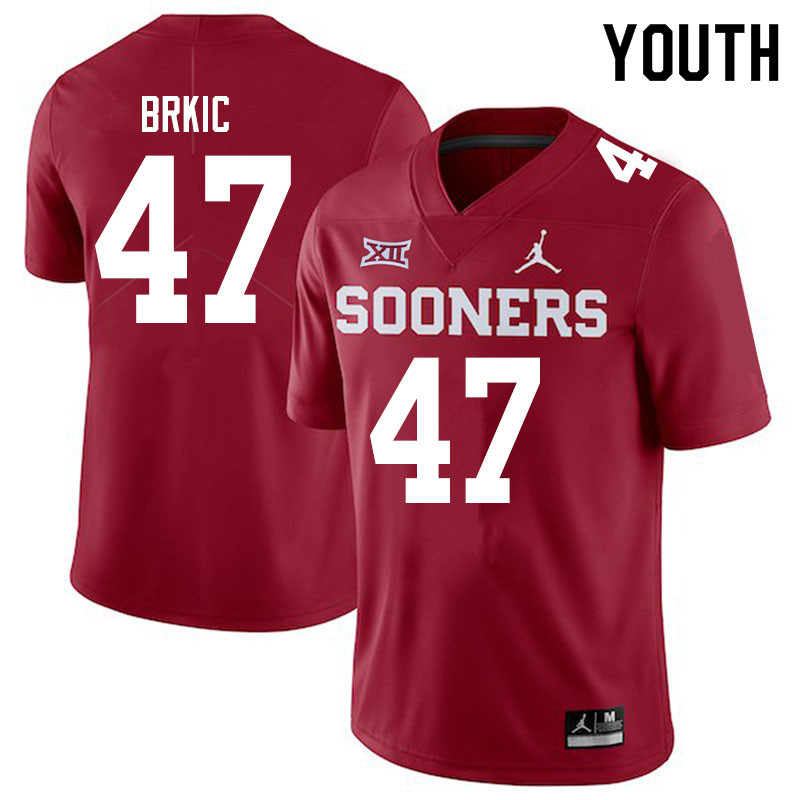 Youth #47 Gabe Brkic Oklahoma Sooners Jordan Brand College Football Jerseys Sale-Crimson